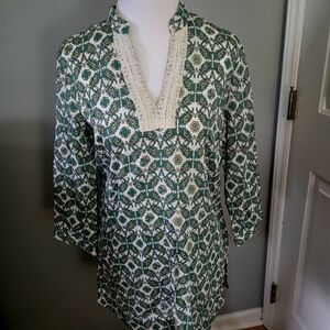Brooks Brothers Green and Cream Tunic